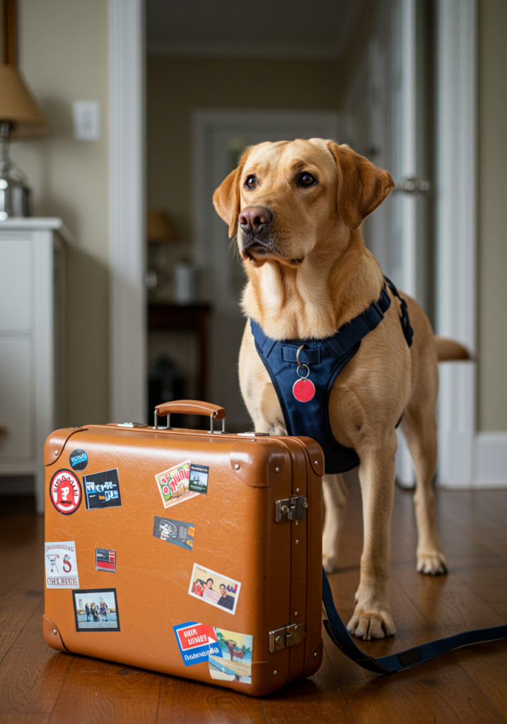 Labrador ready to travel