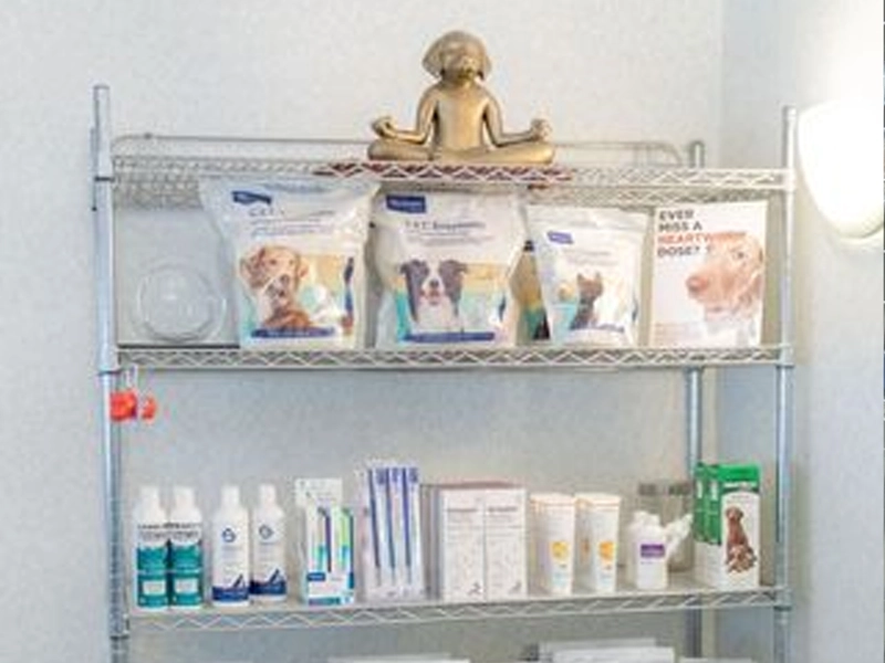 Veterinary pet care products on display