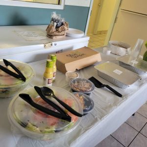 Table with food and supplies